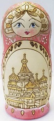Матрешка 5 в 1 большая Жженая, Эскиз 02, с достопримечательностями Москвы (Матрешка, М05160702) - миниатюра