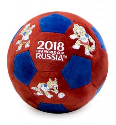 Талисман чемпионат мира по футболу FIFA-2018 – плюшевый мяч Волк Забивака, 17 см, красно-синий 