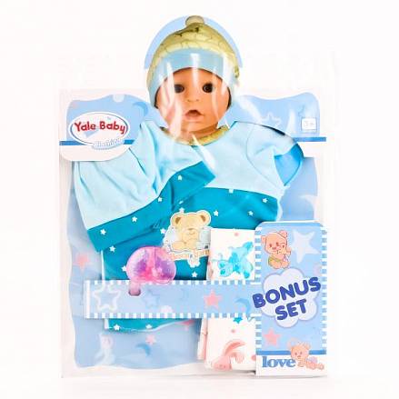Одежда для кукол с аксессуарами – Шапочка, боди, соска, памперс, голубые 