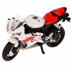 Мотоцикл Спортбайк 11 см руль поворачивается подвеска подножка металлическая (Технопарк, 2004I099-R1) - миниатюра