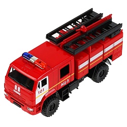 Машина Пожарная автоцистерна КамАЗ-43502 15 см подвижные элементы металлическая инерционная (Технопарк, KAM43502-15FIR-RD) - миниатюра