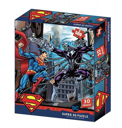Пазл 3D Супермен против Электро, 500 деталей 