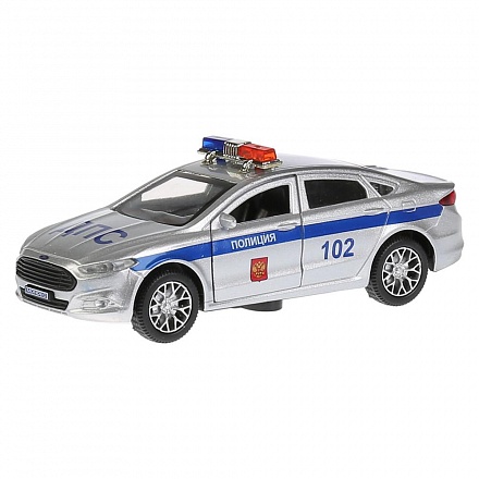 Машина металлическая Ford Mondeo Полиция, длина 12 см., свет и звук, открываются двери, инерционная 