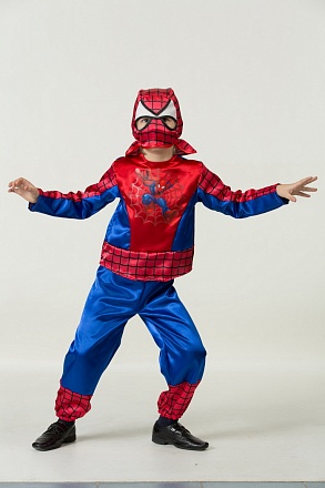 Карнавальный костюм для мальчиков – Человек-Паук, сорочка, брюки и головной убор, размер 122-64 