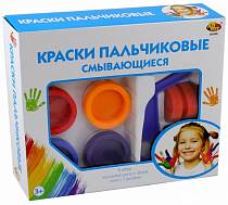 Краски пальчиковые смывающиеся, 6 цветов по 22 мл с роликом и 3 насадками (Abtoys, A2468) Краски пальчиковые смывающиеся, 6 цветов по 22 мл с роликом и 3 насадками (Abtoys, A2468)