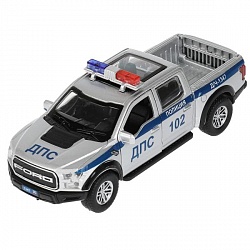 Модель Полиция Ford F150 Raptor 12 см двери и багажник открываются металлическая инерционная (Технопарк, F150RAP-12POL-SR) - миниатюра