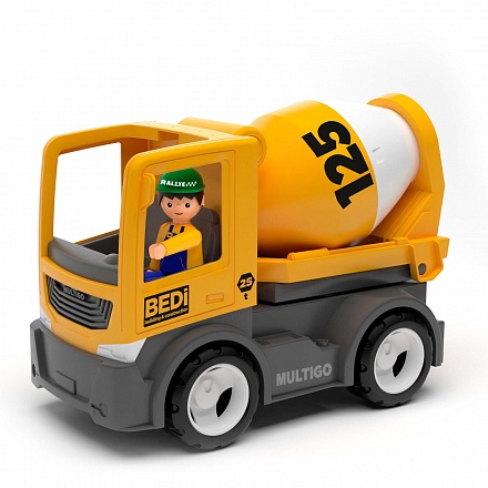 Строительный грузовик-бетономешалка с водителем, 22 см 