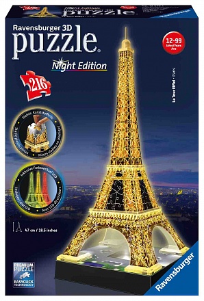 3D Пазл - Ночная Эйфелева башня, 216 элементов 