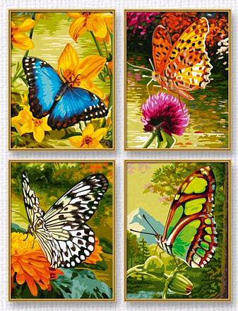 Четыре картины для детского творческого развития Бабочки, размер 18х24 