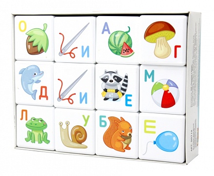 Кубики для умников – Азбука, 12 штук 