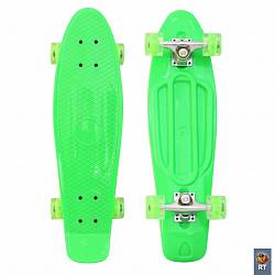 146315 Скейтборд Classic 26" - YWHJ-28 пластик со светящимися колесами, зеленый (RT, 5663RT) - миниатюра