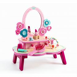 Игровой набор - Туалетный столик с аксессуарами, розовый (Djeco, 06553k) - миниатюра