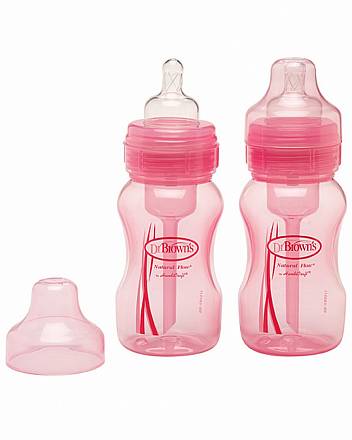 Набор 2-х розовых бутылочек с широким горлышком 