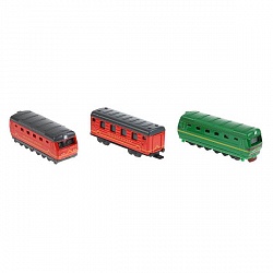 Набор металлических моделей: 2 локомотива 8 см + вагон 7,5 см (Технопарк, SB-17-36WB.19) - миниатюра