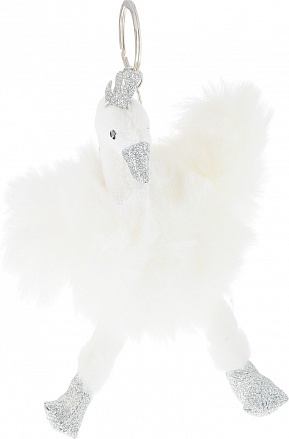 Мягкая игрушка - Лебедь белый с карабином, 9 см 