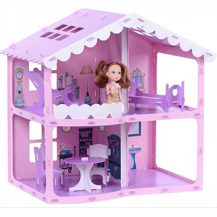 Домик с мебелью для кукол - Анжелика, розово-сиреневый 