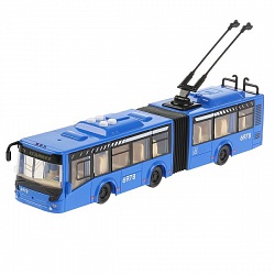 Модель Городской троллейбус свет-звук 32,5 см 4 кнопки двери открываются пластиковая (Технопарк, TROLLRUB-30PL-BU) - миниатюра