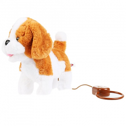 Интерактивный щенок Риччи, ходит, 10 видов игр, на пульте-поводке, 22 см 