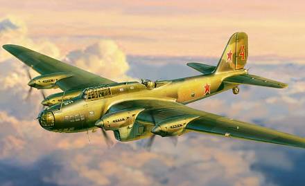 Сборная модель - Советский дальний бомбардировщик ПЕ-8 Подарочный набор 