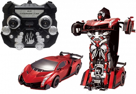 Робот на радиоуправлении 2,4GHz, трансформирующийся в спортивный автомобиль, красный 