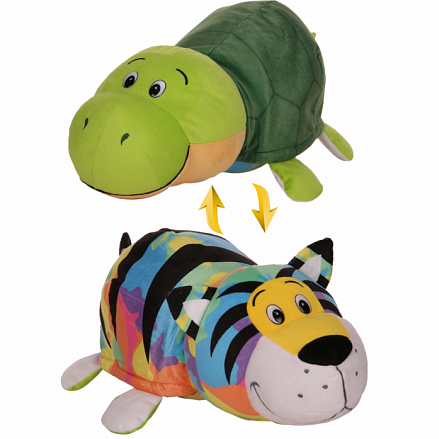 Мягкая игрушка из серии Вывернушка 2в1 Радужный тигр-Черепашка, 40 см. 