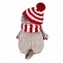 Мягкая игрушка - Басик в полосатой шапке с шарфом, 22 см.  - миниатюра №3