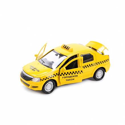 Металлическая инерционная машина - Renault Logan – Такси, 12 см 