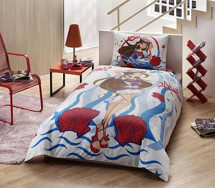 Комплект детского постельного белья, Disney, 1,5 спальное - WINX FLORA OCEAN 