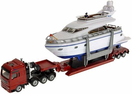Игрушечная модель - Тягач-трейлер с яхтой, 1:87 