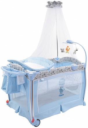 Детская кровать-манеж Nuovita Fortezza, цвет - Azzurro / Лазурный 
