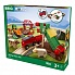 Игровой набор - Сельское поселение с поездом, погрузчиком сена, бульдозером, домашними животными  - миниатюра №1
