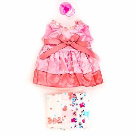 Одежда для кукол – Платье с соской и памперсами, в пакете 
