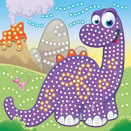 Мозаика Динозаврик, более 400 деталей, собираем по цветам 