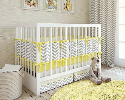Набор постельного белья для новорожденного – ZigZag, 5 предметов, yellow 