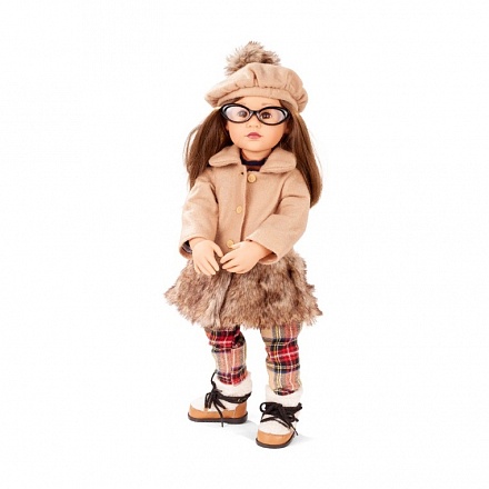 Кукла Фрида, шатенка в осеннем пальто, 50 см 