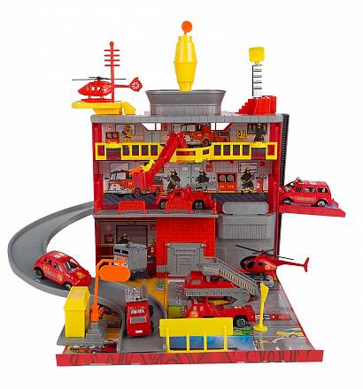 Набор игровой Пожарная станция - Гараж с машинками и вертолетами 