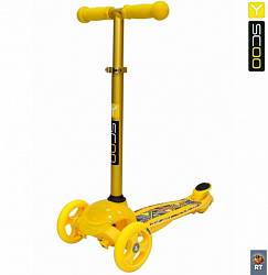 Самокат трехколесный Trio Diamond 120 - Kaleidoscope светящаяся платформа, yellow (Y-SCOO, 6515RT) - миниатюра