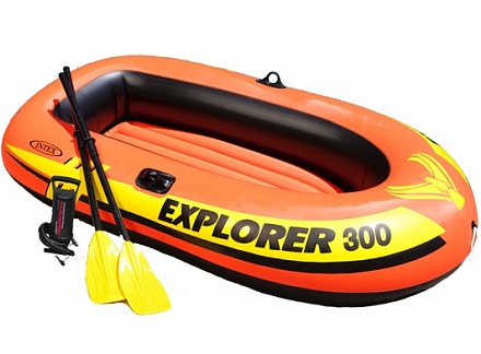 Надувная лодка - Эксплорер 300 с веслами и насосом, серия Explorer, 211 х 117 х 41 см 