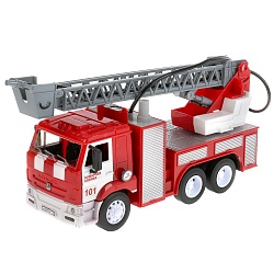 Пожарная машина Камаз, инерционная, 26 см, свет и звук (Технопарк, KAM-26PLFIR-WAT) - миниатюра