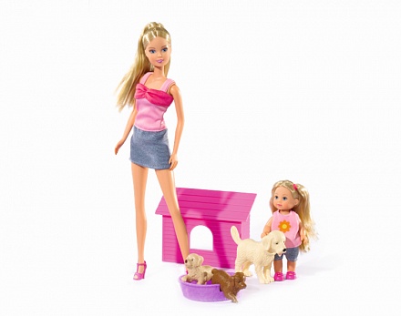 Кукла Штеффи 29 см и кукла Еви 12 см с собачками 