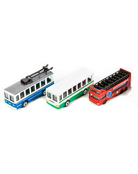 Модель металлическая - 2-этажный экскурсионный автобус/троллейбус/автобус, 7,5 см (Технопарк, SB-17-25-CDU) (ассортимент) - миниатюра