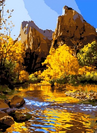 Раскраска по номерам Осенняя река 