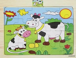 Пазл деревянный – Коровы (Junfa Toys, XQ5002) - миниатюра