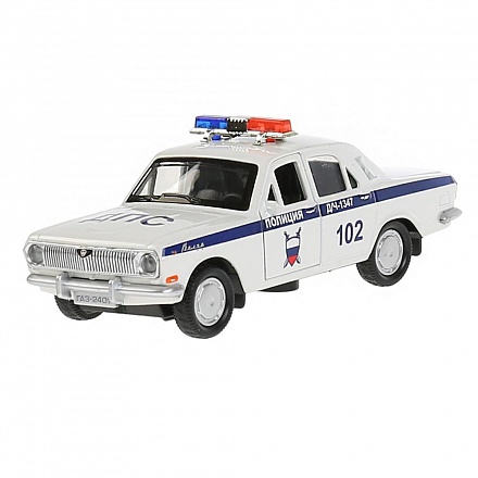 Модель автомобиля Газ 2101 – Волга полиция, инерционная, белый, 12 см, свет и звук 