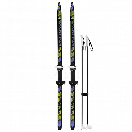 Лыжи подростковые Ski Race с палками, черный, 150/110 