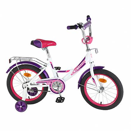 Детский велосипед – Mustang, 16", А-тип, бело-фиолетовый 