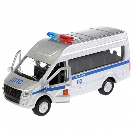 Машина инерционная металлическая ГАЗ Газель Next - Полиция 12 см, открываются двери 