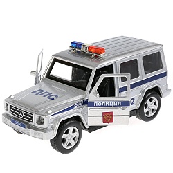 Металлическая инерционная машина – Mercedes-Benz G-Class Полиция, 12 см, свет и звук (Технопарк, G-СLASS-P-SL) - миниатюра