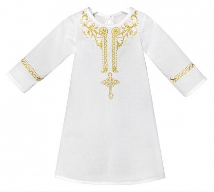 Крестильная рубашка с вышивкой золотом – модель 1 