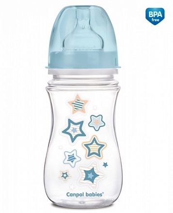 Бутылочка PP EasyStart с широким горлышком антиколиковая, 240 мл, 3+ Newborn baby, голубой 
